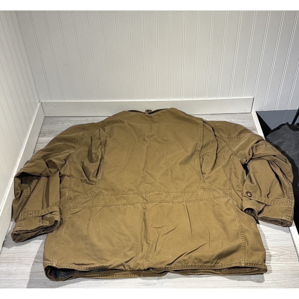 American Eagle Jacket Men XL Khaki Chore Barn Coat Flannel Lined Corduroy Collar - Picture 10 of 11